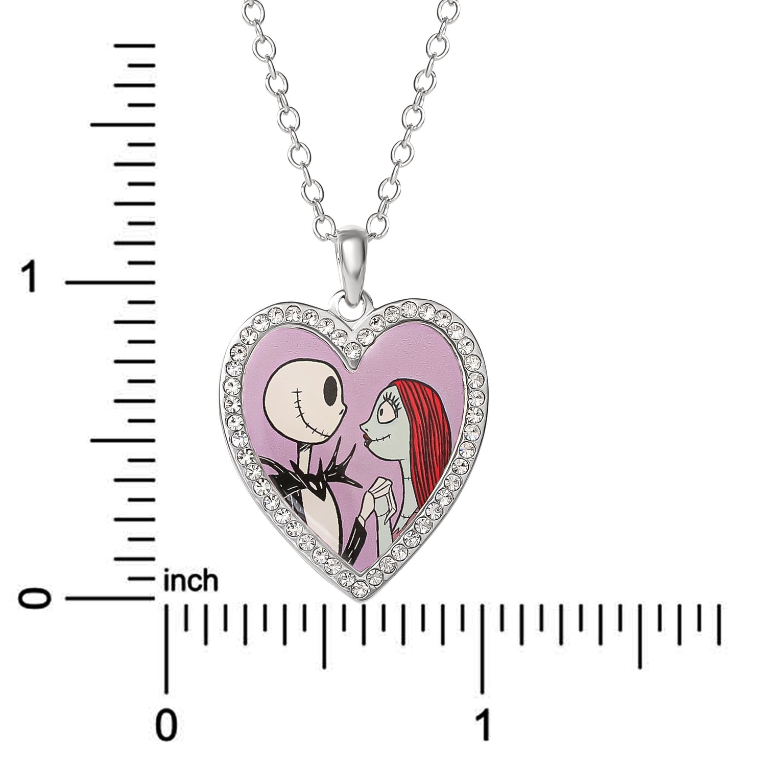 Sterling Silver Nightmare Before Christmas Necklace Jewelry Jack Skellington  and Sally Pendant Necklace - Walmart.com
